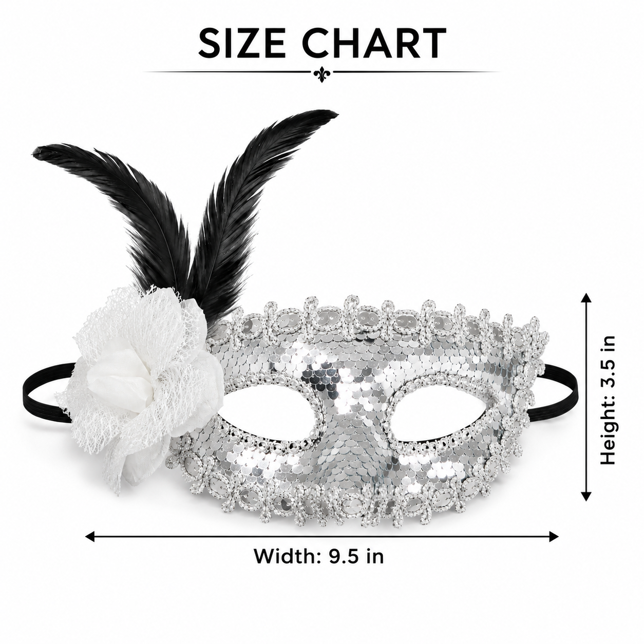 Silver Sequin Eye Mask with White Flower - Wanna Party - lifestyle