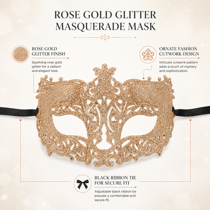 Glitter Fashion Eye Mask Rose Gold - 1PC