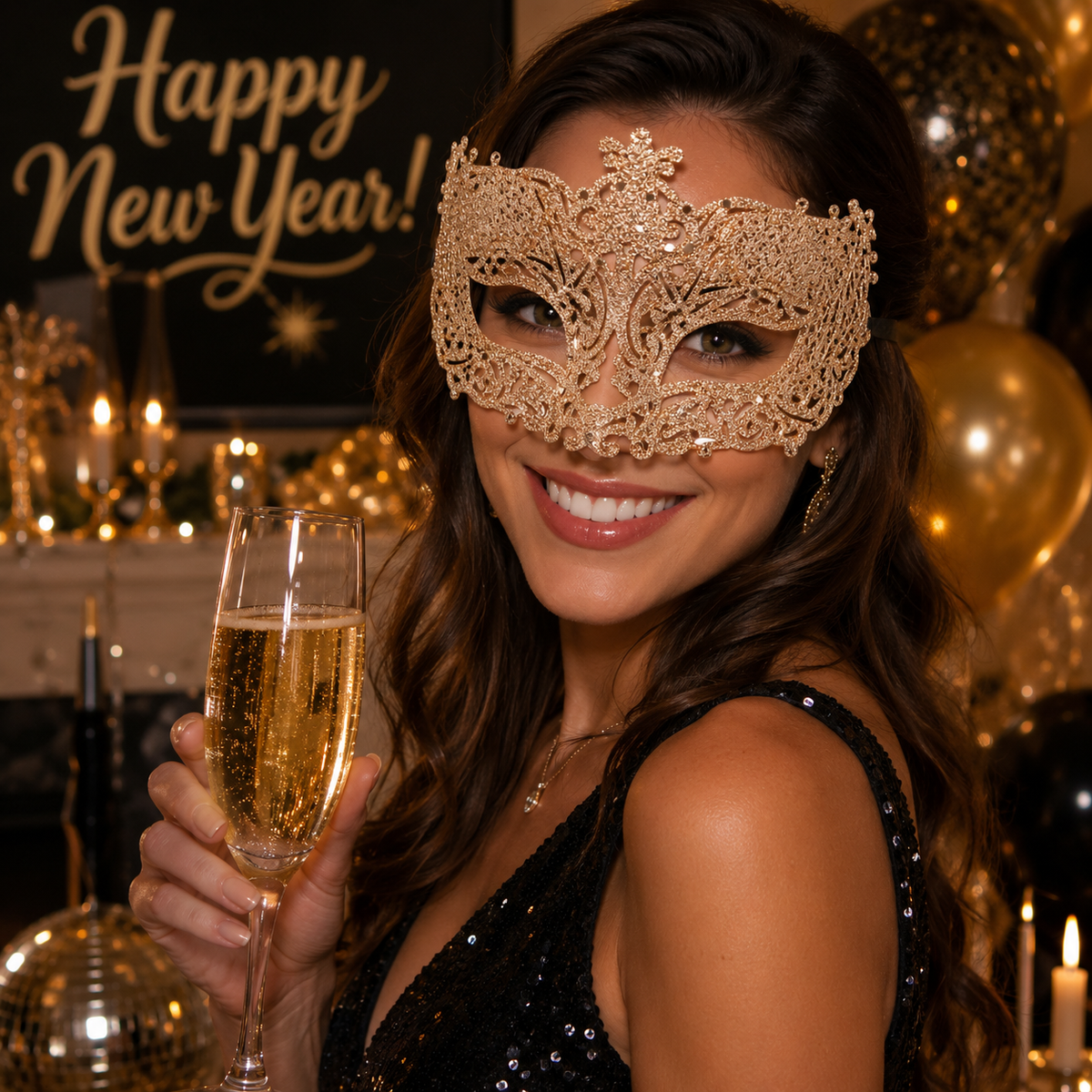 Glitter Fashion Eye Mask Rose Gold - 1PC