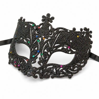 Glitter Fashion Eye Mask Black - 1PC - Wanna Party - closeup