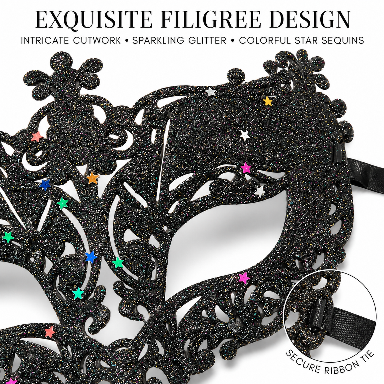 Glitter Fashion Eye Mask Black - 1PC - Wanna Party - packaging