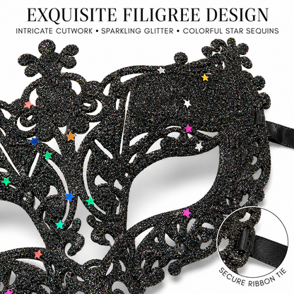 Glitter Fashion Eye Mask Black - 1PC - Wanna Party - packaging