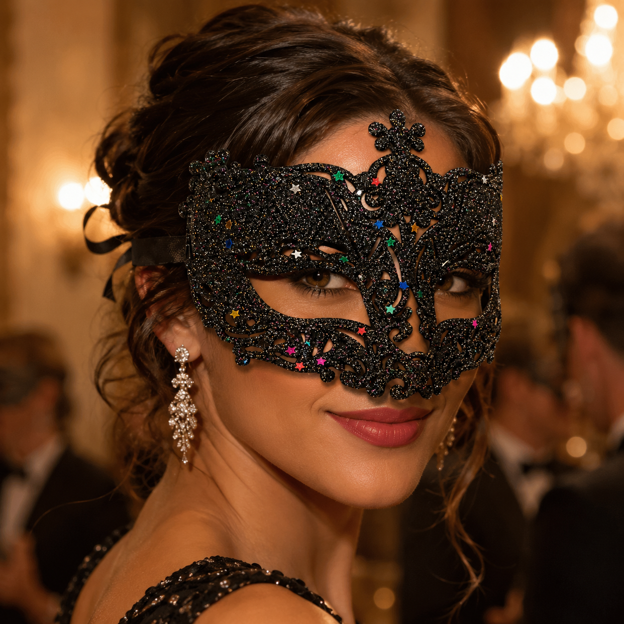 Glitter Fashion Eye Mask Black - 1PC - Wanna Party - alt