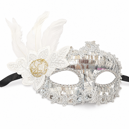 Silver Rectangle Sequin Mask with Net