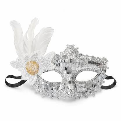 Silver Rectangle Sequin Mask with Net