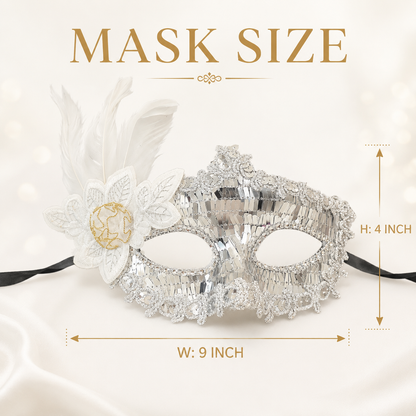 Silver Rectangle Sequin Mask with Net