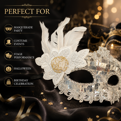 Silver Rectangle Sequin Mask with Net