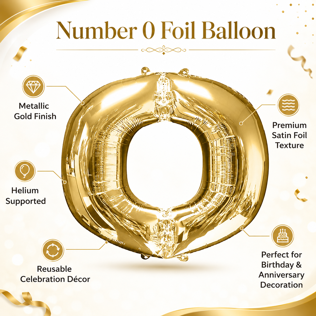 Alphabet O Gold Party Foil Balloon