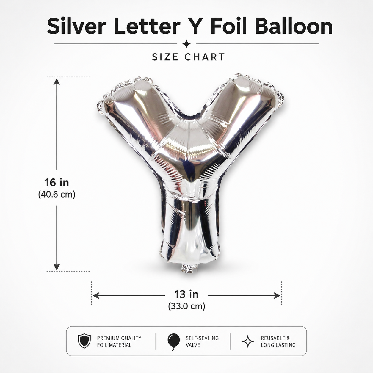 Silver Letter Y Foil Balloon, Metallic Alphabet Balloon