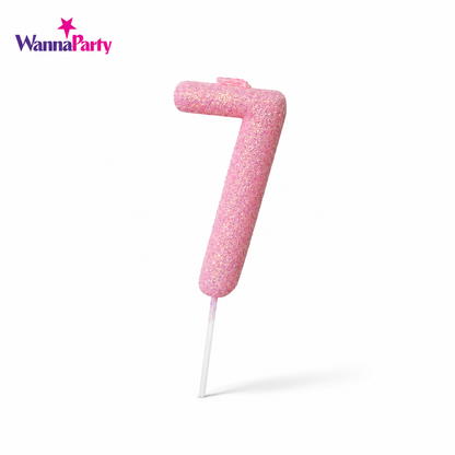Glitter Designer Pink Candle No. 7