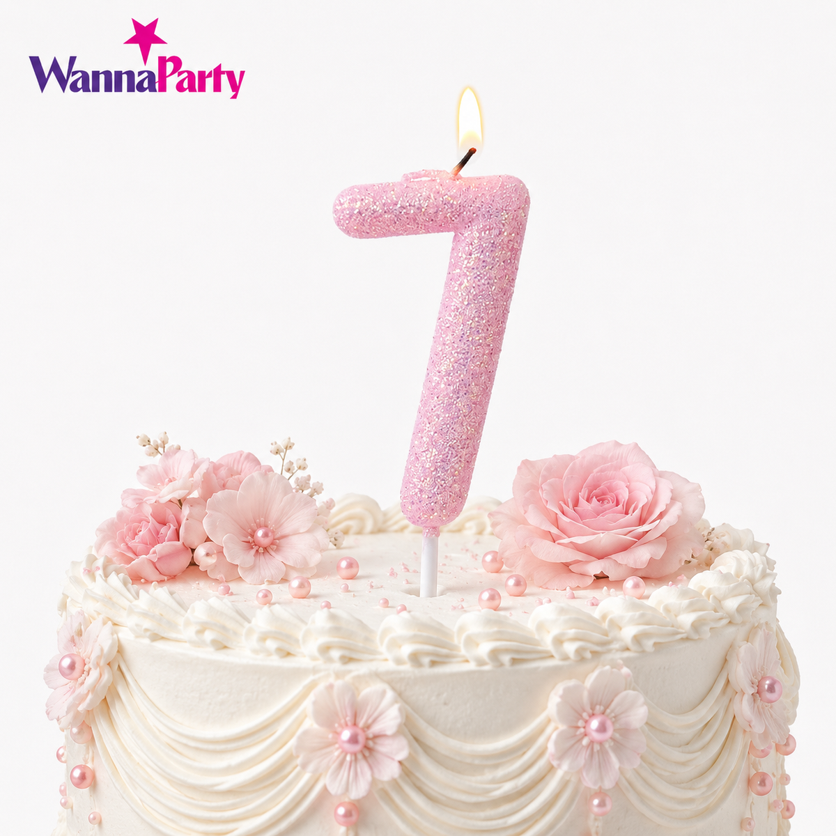 Glitter Designer Pink Candle No. 7