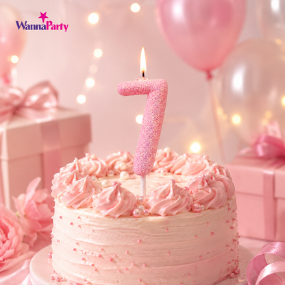 Glitter Designer Pink Candle No. 7