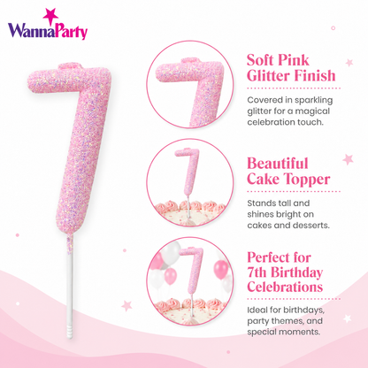 Glitter Designer Pink Candle No. 7