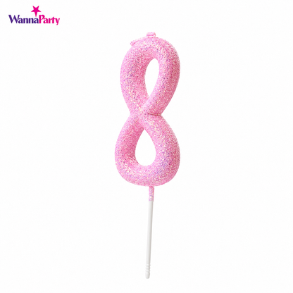 Glitter Designer Pink Candle No. 8