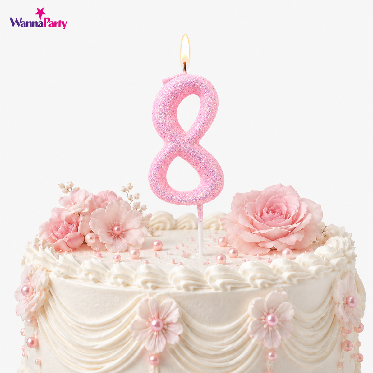 Glitter Designer Pink Candle No. 8
