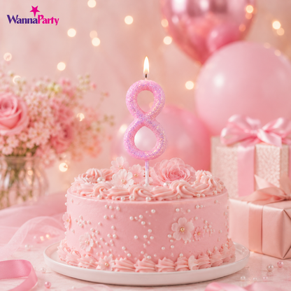 Glitter Designer Pink Candle No. 8