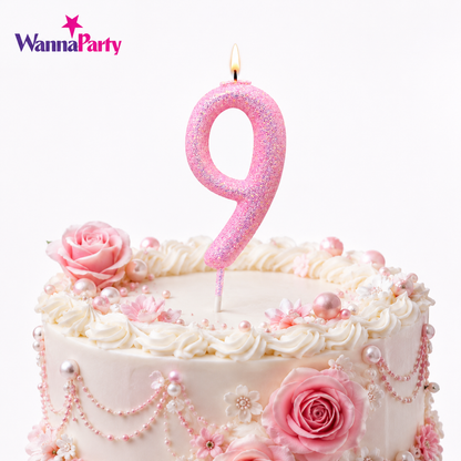 Glitter Designer Pink Candle No. 9