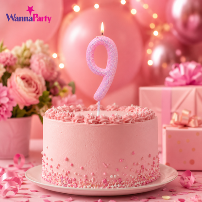 Glitter Designer Pink Candle No. 9