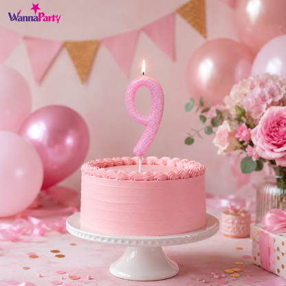 Glitter Designer Pink Candle No. 9