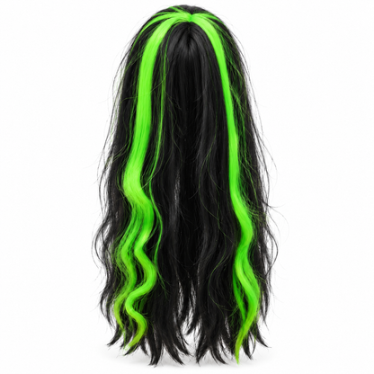 Black & Green Long Witch Wig for Halloween | Two-Tone Fancy Dress Wig for Witch Costumes, Cosplay & Theme Par