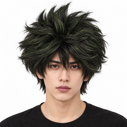 Dark Green Short Messy Wig | Cosplay Fancy Dress Hair Wig for Halloween, Fantasy Characters & Theme Parties