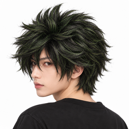Dark Green Short Messy Wig | Cosplay Fancy Dress Hair Wig for Halloween, Fantasy Characters & Theme Parties