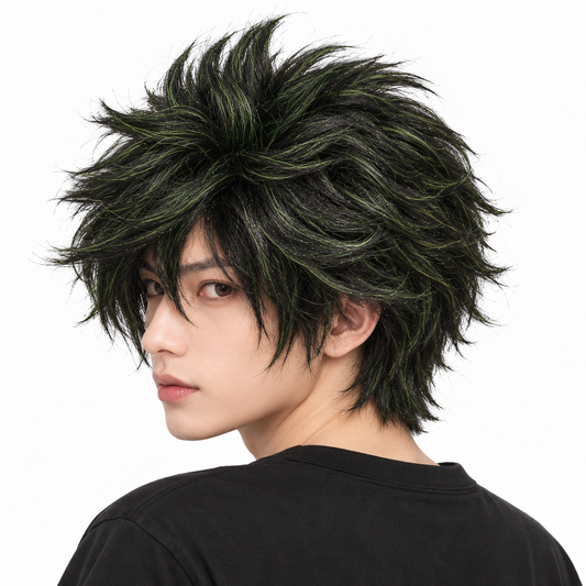 Dark Green Short Messy Wig | Cosplay Fancy Dress Hair Wig for Halloween, Fantasy Characters & Theme Parties