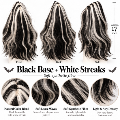 Black & White Long Witch Wig for Halloween | Two-Tone Fancy Dress Wig for Witch Costumes, Cosplay & Theme Parties