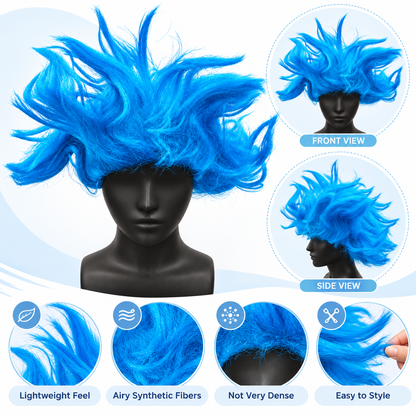 Poppy Blue Cosplay Wig | Blue Fancy Dress Hair Wig for Halloween, Character Costumes & Theme Parties