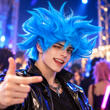 Poppy Blue Cosplay Wig | Blue Fancy Dress Hair Wig for Halloween, Character Costumes & Theme Parties