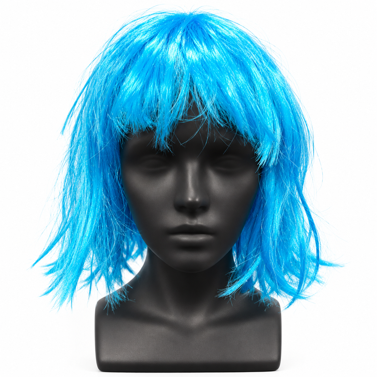 Blue Short Blunt Cut Wig | Colourful Cosplay Fancy Dress Wig for Halloween, Theme Parties & Costume Events