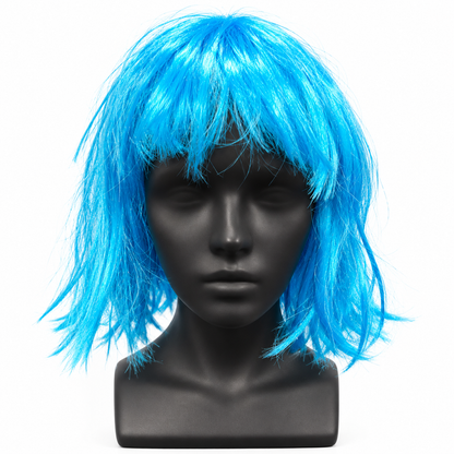 Blue Short Blunt Cut Wig | Colourful Cosplay Fancy Dress Wig for Halloween, Theme Parties & Costume Events