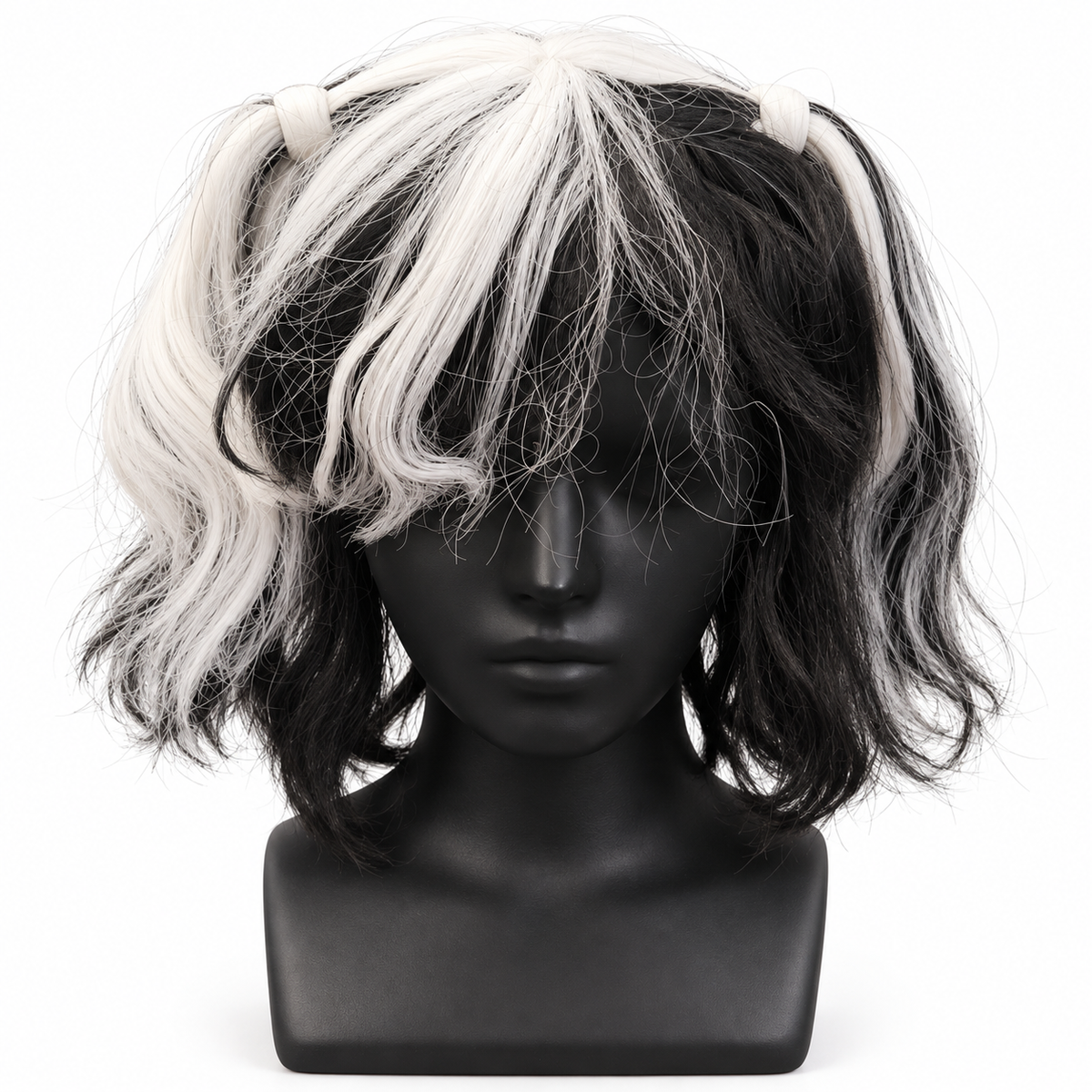 Black & White Twin Tails Cosplay Wig | Two-Tone Fancy Dress Wig for Halloween, Anime-Inspired Costumes & Them