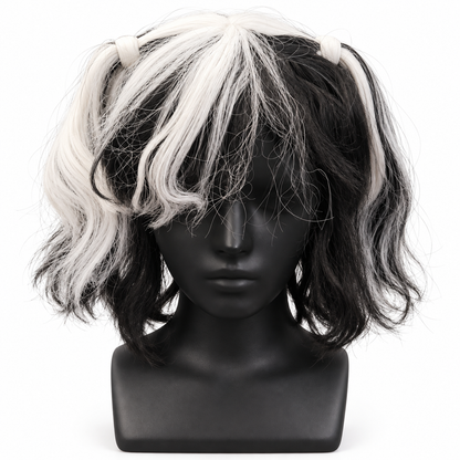 Black & White Twin Tails Cosplay Wig | Two-Tone Fancy Dress Wig for Halloween, Anime-Inspired Costumes & Them