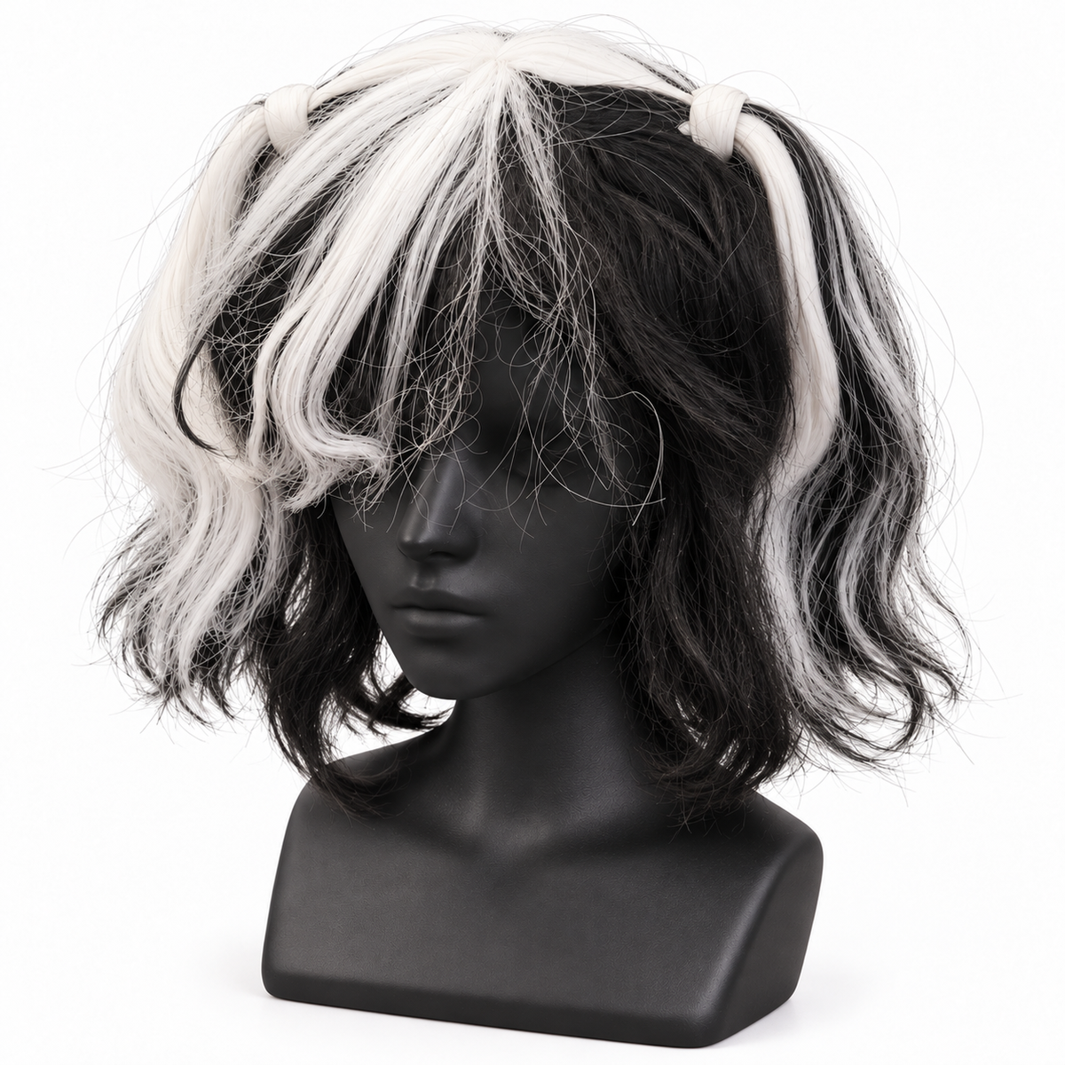 Black & White Twin Tails Cosplay Wig | Two-Tone Fancy Dress Wig for Halloween, Anime-Inspired Costumes & Them