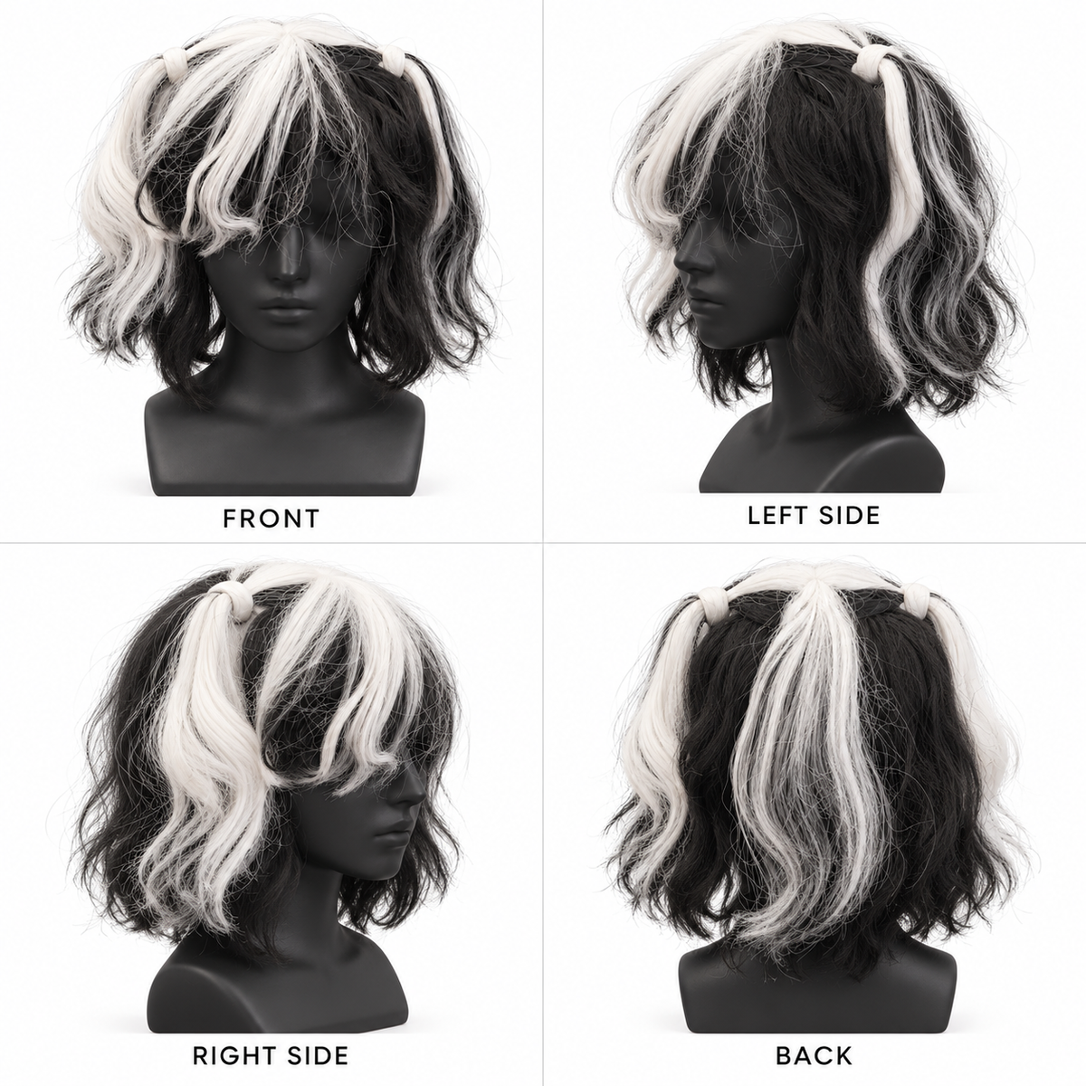 Black & White Twin Tails Cosplay Wig | Two-Tone Fancy Dress Wig for Halloween, Anime-Inspired Costumes & Them