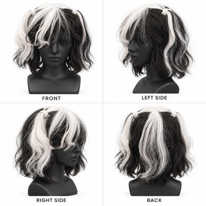Black & White Twin Tails Cosplay Wig | Two-Tone Fancy Dress Wig for Halloween, Anime-Inspired Costumes & Them