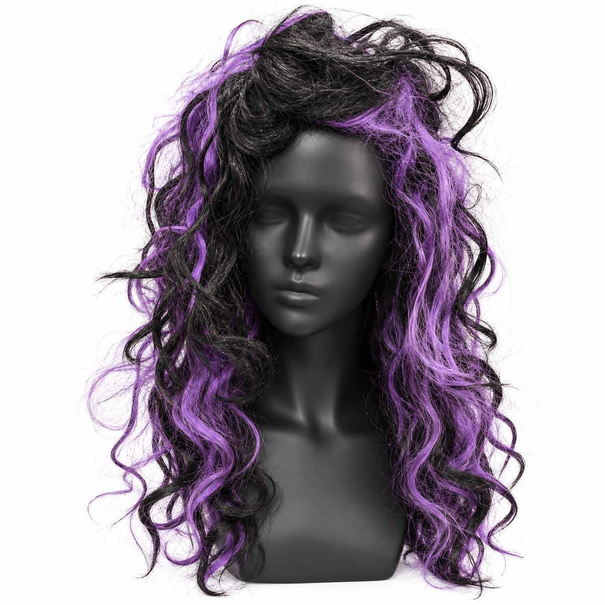 Gothic Purple Curly Wig | Halloween Fancy Dress Wig for Witch Costumes, Cosplay & Theme Parties