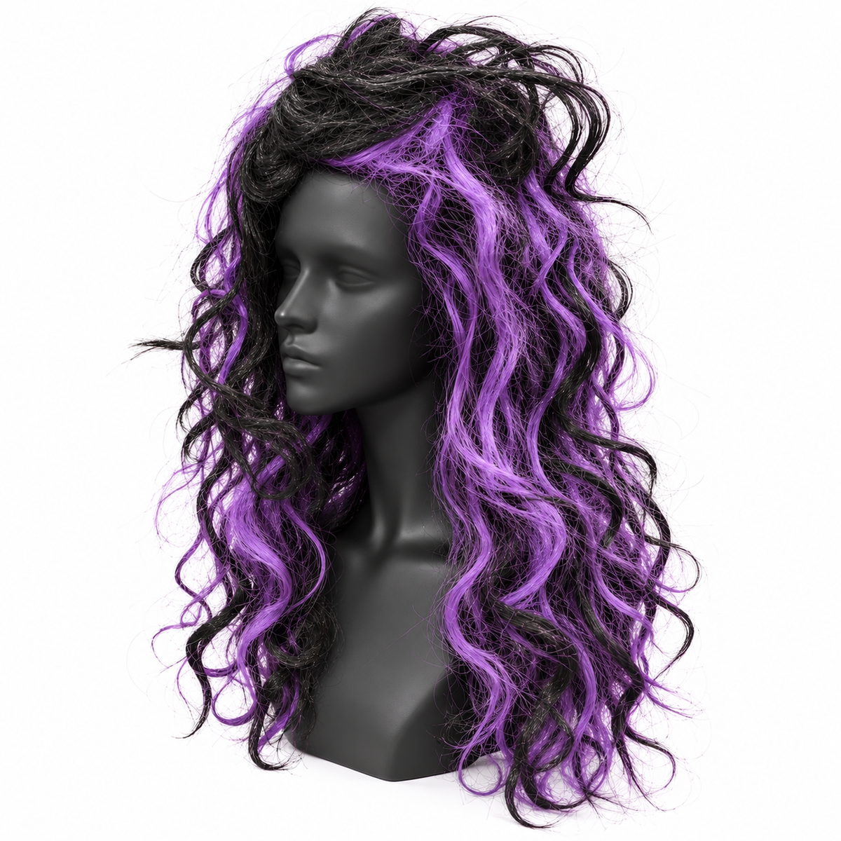 Gothic Purple Curly Wig | Halloween Fancy Dress Wig for Witch Costumes, Cosplay & Theme Parties