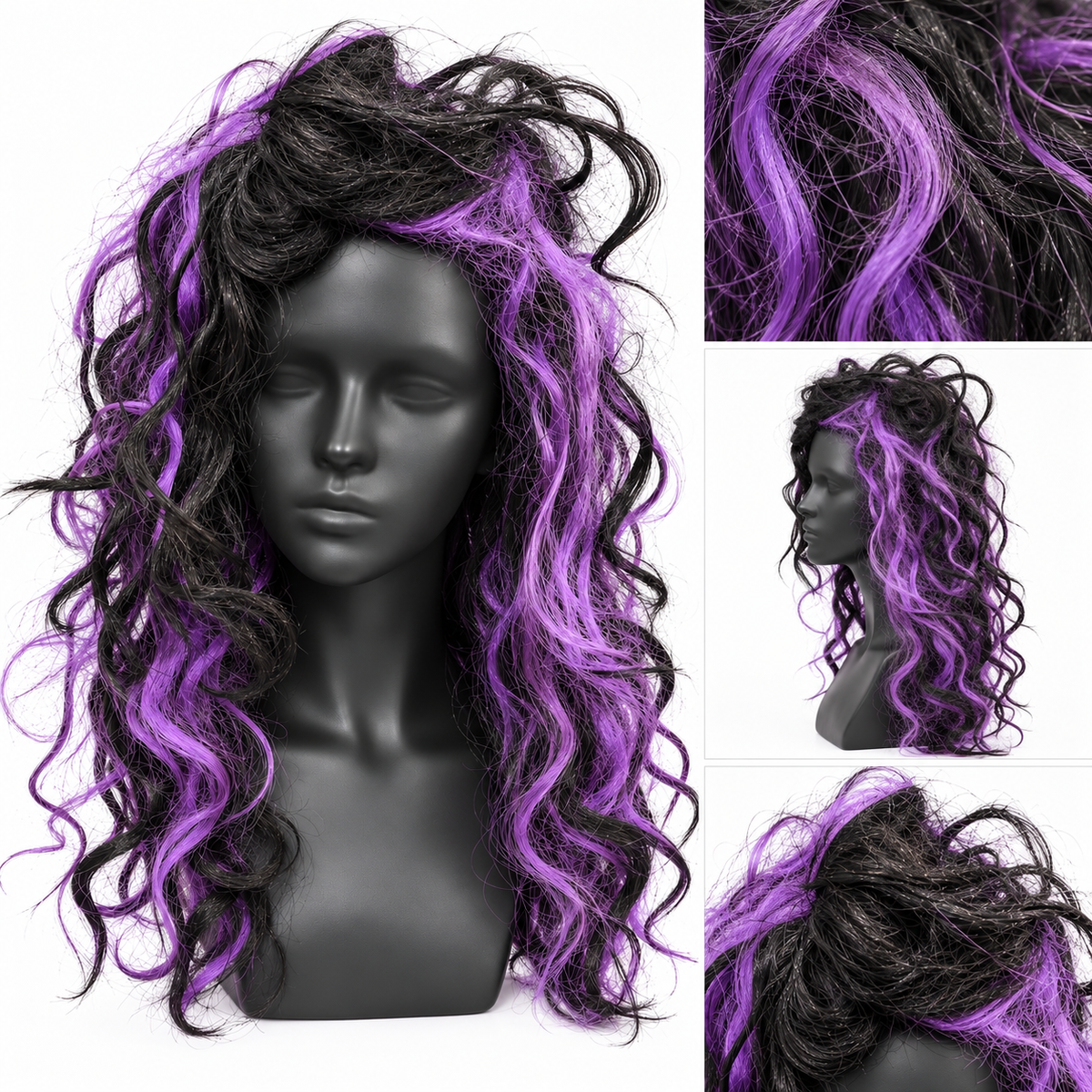 Gothic Purple Curly Wig | Halloween Fancy Dress Wig for Witch Costumes, Cosplay & Theme Parties