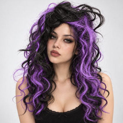 Gothic Purple Curly Wig | Halloween Fancy Dress Wig for Witch Costumes, Cosplay & Theme Parties