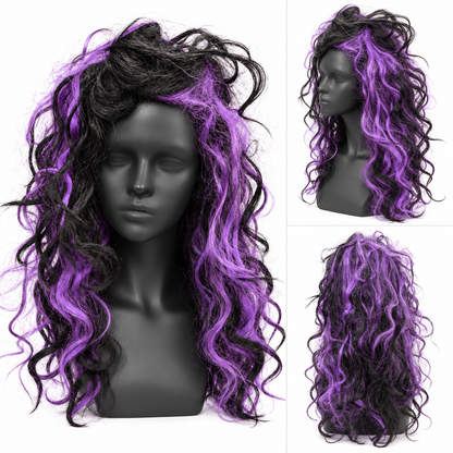 Gothic Purple Curly Wig | Halloween Fancy Dress Wig for Witch Costumes, Cosplay & Theme Parties