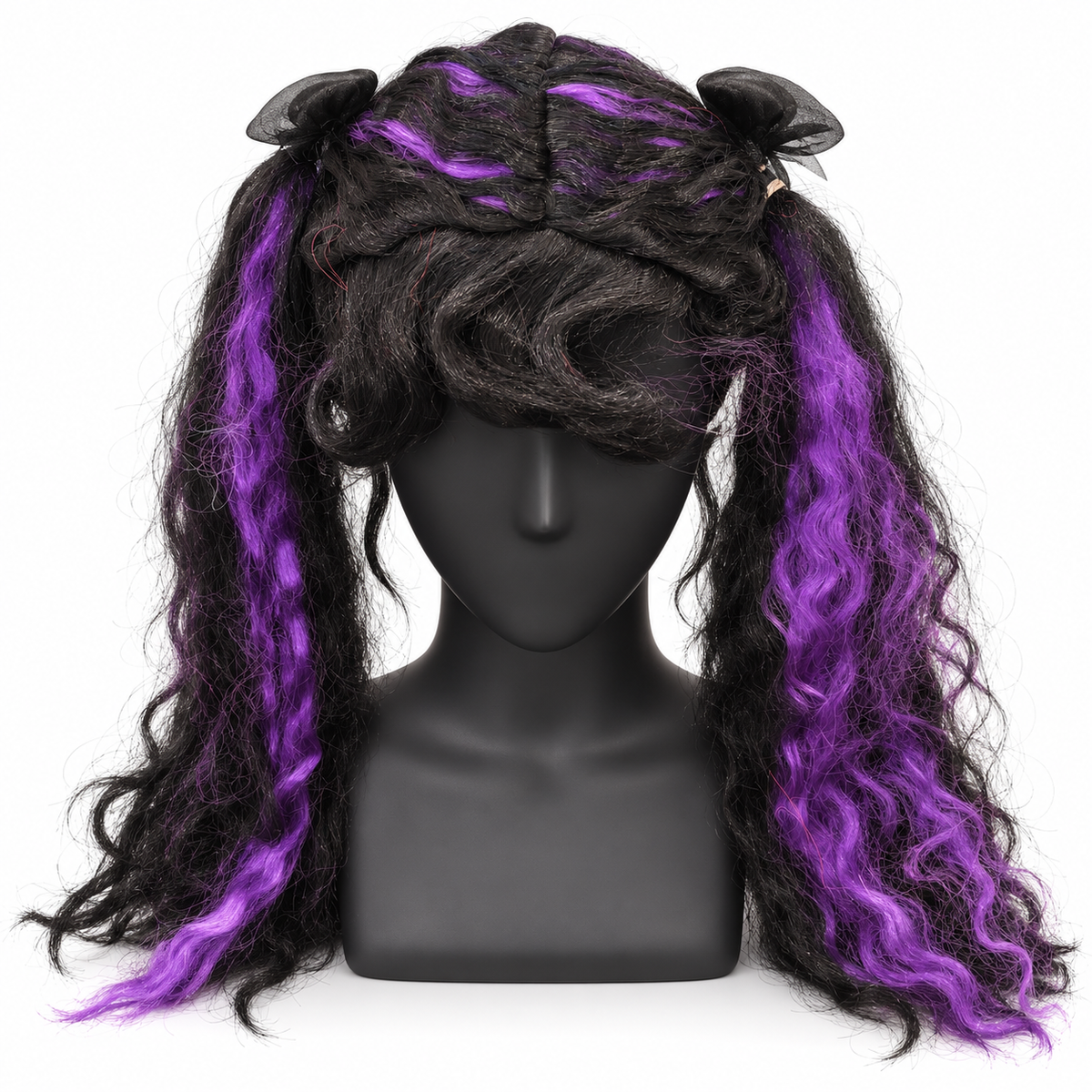 Gothic Black & Purple Twin Tails Wig | Two-Tone Cosplay Wig for Halloween, Fancy Dress & Theme Parties