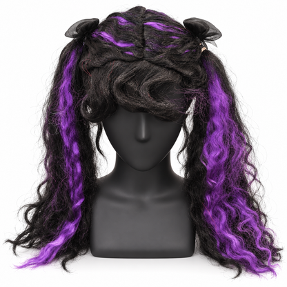 Gothic Black & Purple Twin Tails Wig | Two-Tone Cosplay Wig for Halloween, Fancy Dress & Theme Parties