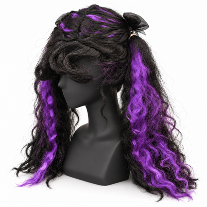 Gothic Black & Purple Twin Tails Wig | Two-Tone Cosplay Wig for Halloween, Fancy Dress & Theme Parties