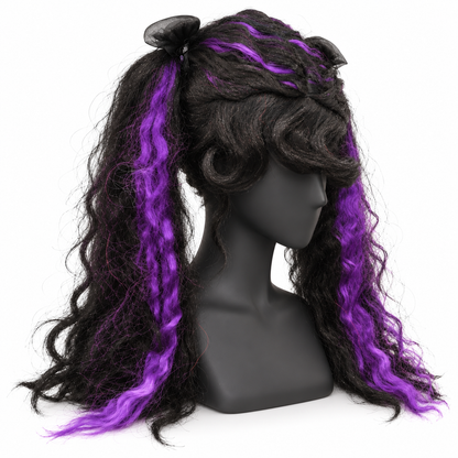 Gothic Black & Purple Twin Tails Wig | Two-Tone Cosplay Wig for Halloween, Fancy Dress & Theme Parties