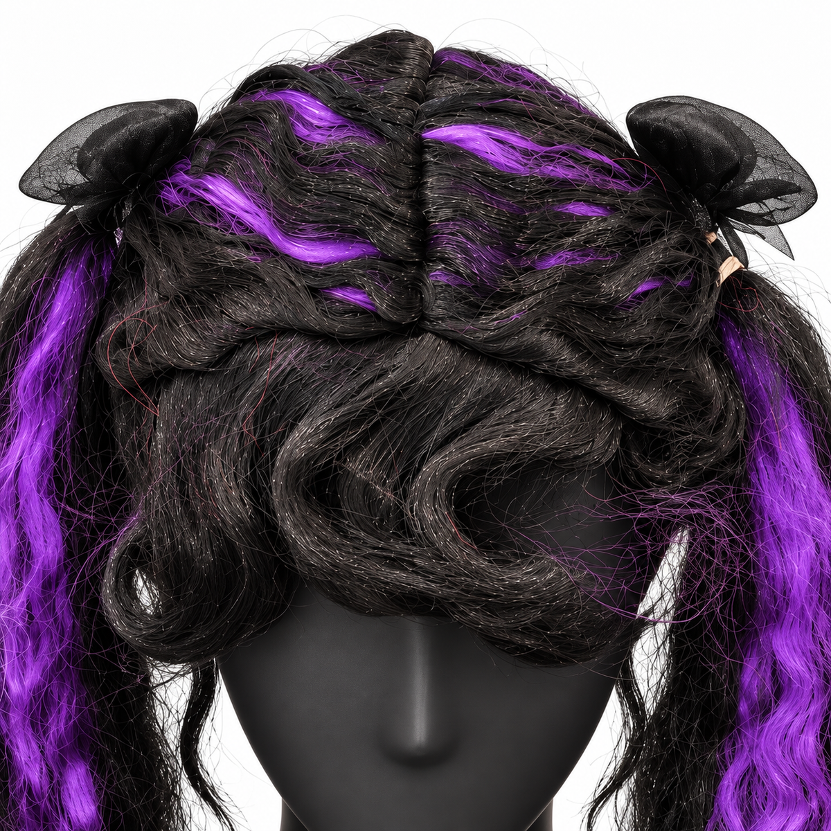 Gothic Black & Purple Twin Tails Wig | Two-Tone Cosplay Wig for Halloween, Fancy Dress & Theme Parties