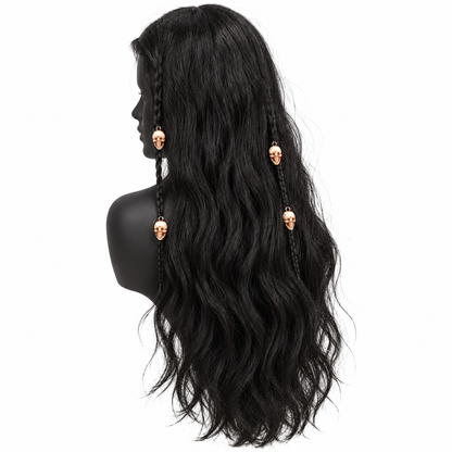 Long Black Witch Wig for Halloween | Spooky Fancy Dress Hair Wig for Witch Costumes, Cosplay & Theme Parties