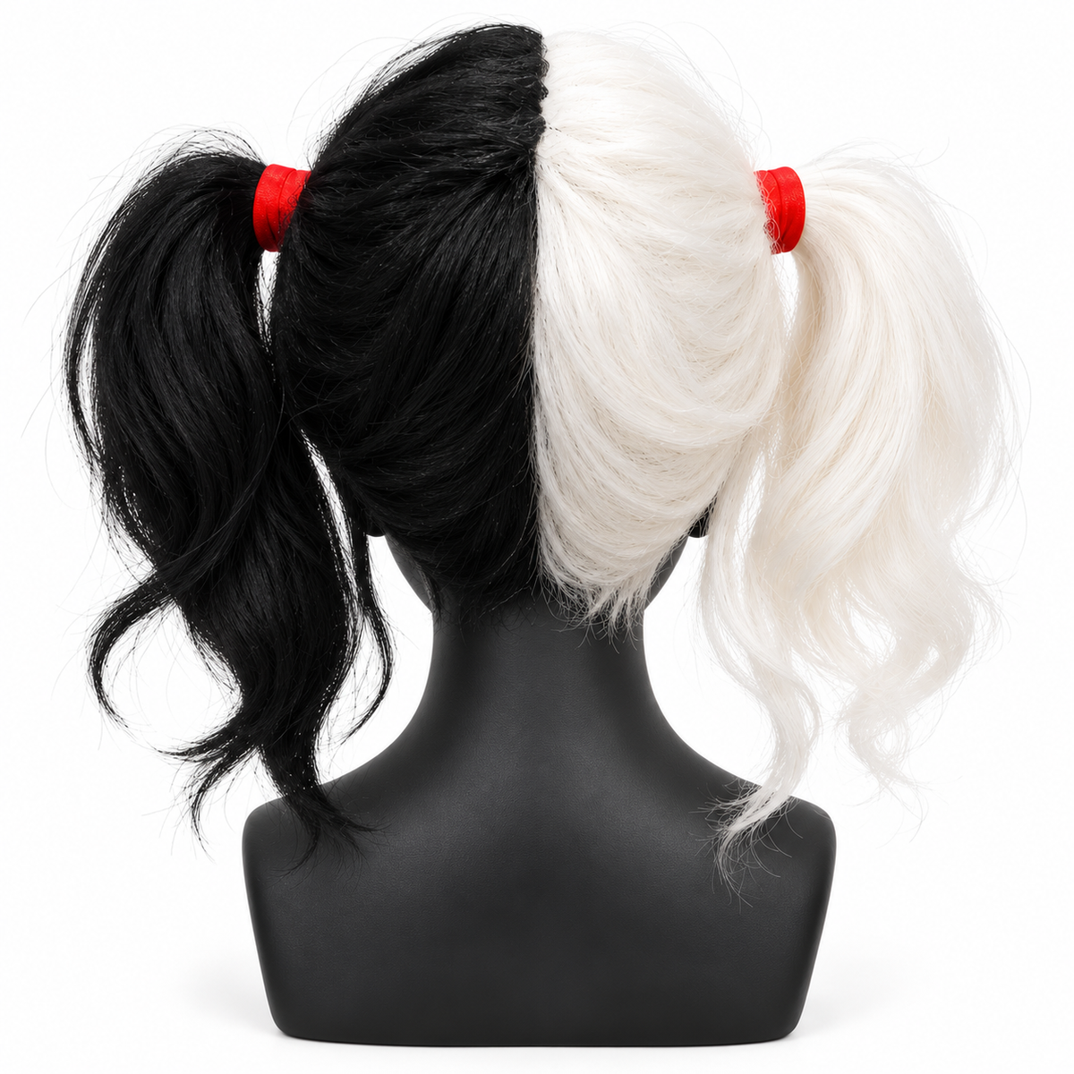 Half Black & White Twin Tails Cosplay Wig | Two-Tone Fancy Dress Wig for Halloween, Anime-Inspired Looks & Costume Parties