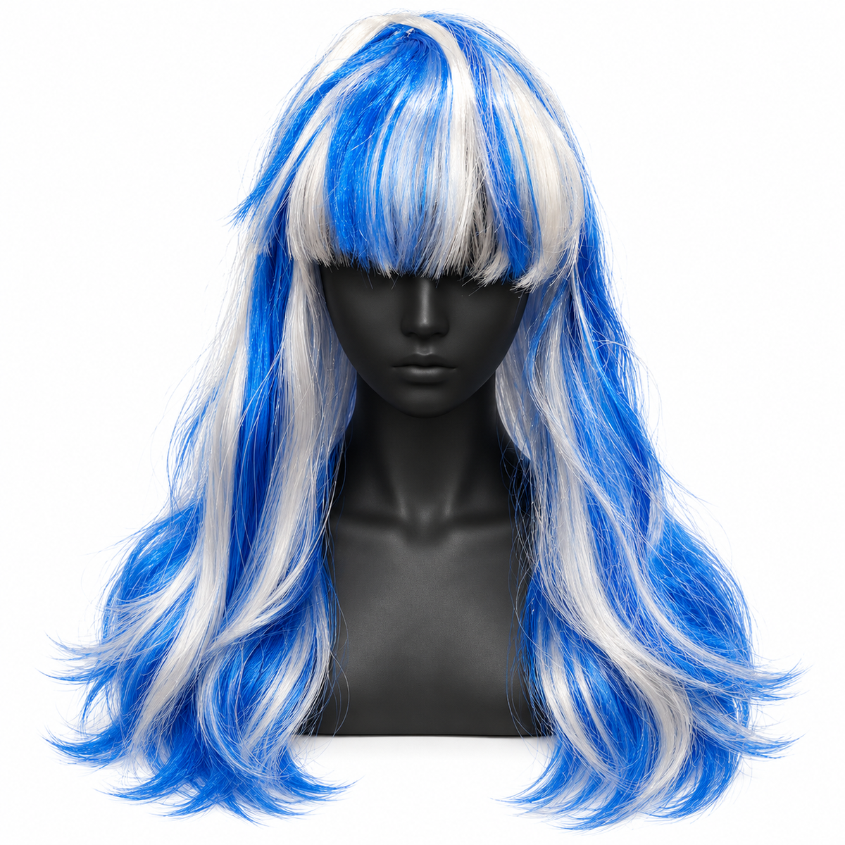 Blue & Silver Highlight Cosplay Wig | Two-Tone Fancy Dress Hair Wig for Halloween, Anime-Inspired Costumes & The